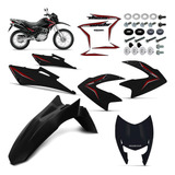 Kit Carenagem Honda Nxr Bros 150 Preto 2013 Parafuso Adesivo