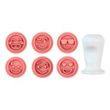 Kit Carimbos Emoções P/ Doces Rosa Bebê 2cm Blue Star