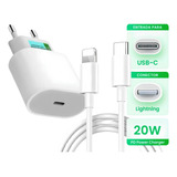 Kit Carregador 20w P/ iPhone 11 12 13 Pro Max Cabo + Fonte