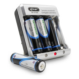 Kit Carregador 4 Pilhas Aa Recarregáveis 4500mah Camera