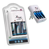 Kit Carregador 4 Pilhas Aa Recarregáveis 4500mah Camera