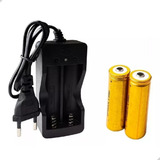 Kit Carregador Bateria Duplo + 2 Bateria 18650 De 5800mah