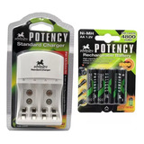 Kit Carregador De Pilha + 4 Pilhas Aa Recarregável P/ Xbox