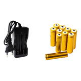 Kit Carregador Duplo+10 Baterias 18650 3,7/4,2v 9800mah