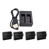 Kit Carregador Duplo +4 Baterias Para Câmera Go Sports 4k Nf
