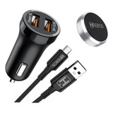Kit Carregador Turbo 3.1a + Cabo Tipo C + Suporte Magnético