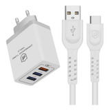 Kit Carregador Turbo Triplo + Cabo Tipo C Para Asus Zenfone