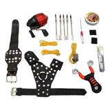 Kit Carretel De Pesca Catapulta Tiro Dardo Estilingue