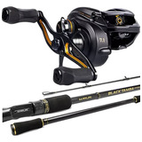 Kit Carretilha Black Tamba Pro Vara 2,70m 60lb 2pt Pesqueiro