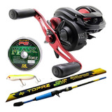 Kit Carretilha Montana 10000 Vara Topaz Color Albatroz Linha