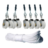 Kit Carretilhas 3,6cm Metal P/ Varal Teto Apto + 15m Corda *