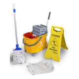 Kit Carrinho Limpeza Completo Doblô Flex 20 Litros Amarelo