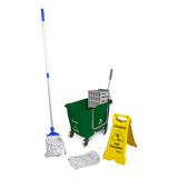 Kit Carro Balde Mop Limpeza Doblo 30l Flex Verde Bralimpia