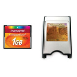 Kit Cartão Compact Flash Cf 1gb Transcend + Pcmcia Universal