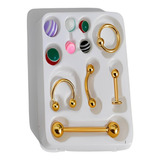 Kit Cartela 5 Piercing Aço C/6 Bolinhas Orelha Septo Língua