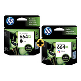 Kit Cartucho Hp 664xl Preto + Color Original 2136 2676 Full