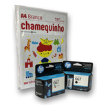Kit Cartucho Hp 667 Preto E Colorido Original + A4 Brinde