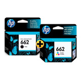 Kit Cartucho Tinta Original Hp 662 Preto E Colorido