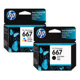 Kit Cartucho Tinta Original Hp 667 Preto/colorido 2376 2774