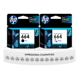 Kit Cartuchos Hp 664 Preto Color 1115 2136 2676 3636 3776