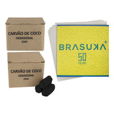 Kit Carvao Coco Black 500gr + Papel Alumínio Zomo Narguile 