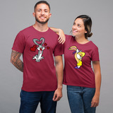Kit Casal Duas Camisetas Pernalonga E Lola Ótima Qualidade