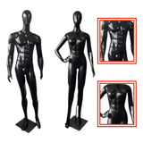 Kit Casal Manequins Fitness Preto Plástico Cabeça Ovo Loja