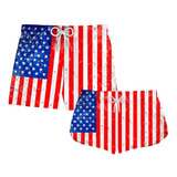 Kit Casal Short Bandeira Eua Estados Unidos Ref226
