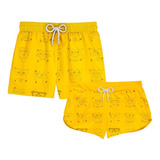Kit Casal Short Bob Esponja Face Reações Mauricinho Ref319