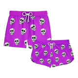 Kit Casal Short Caveira Old Roxo Mauricinho Ref270