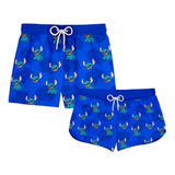 Kit Casal Short Et Alien Lilo Stitch Azul Ref304