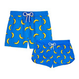 Kit Casal Short Praia Bananas Estampado Ref0255