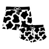 Kit Casal Short Vaquinha Vaca Preto Branco Ref320