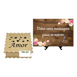 Kit Casamento Placa Suporte 100 Cartões De Mensagens Noivos
