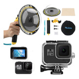 Kit Case Estanque Película P Gopro Hero 8 Black Capa Dome