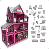 Kit Casinha Casa De Boneca + 30 Moveis Mdf Pintado Promoção
