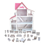 Kit Casinha Casa De Boneca + 30 Moveis Mdf Pintado Promoção