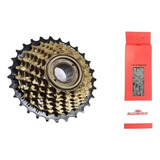 Kit Catraca Shimano 7v 14/28 Com Rosca + Corrente Sunrace 