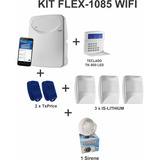 Kit Central De Alarme Flex-1085 Wifi+teclado+tx+infra+sirene
