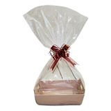 Kit Cesta Papel Grande+saco+laço 05un Presente Páscoa Kraft