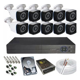 Kit Cftv 10 Câmeras Ahd Dvr 16 Canais 1080p Com/hd