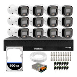Kit Cftv 12 Câmeras 1220b Full Color Dvr 16 Canais Hd 500g