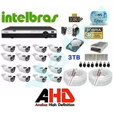 Kit Cftv Ahd 16 Cameras 720p Hd 3tb Dvr 16 Ch Intelbras 1016