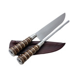 Kit Chaira E Faca Em Aço Inox 10 Cabo Fibra De Tatu Bainha