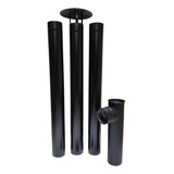 Kit Chamine Fogão A Lenha C/joelho Tee Preto 110mm Até 130mm