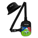 Kit Chapeu Bucket + Shoulder Bag Mini Bolsa Pochete Baki