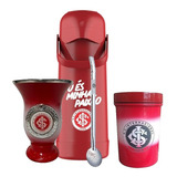 Kit Chimarrão Completo Inter Garrafa Bomba Cuia Porta Erva