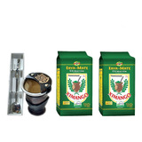 Kit Chimarrão Cuia Porongo Bomba Inox E 2 Kg De Erva Mate 