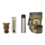 Kit Chimarrão Cuia Porongo Bomba Inox Mateira E Térmica