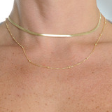 Kit Choker Fita Laminada + Colar Bolinhas Banhado A Ouro 18